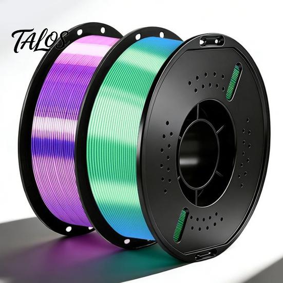 No Clog Filament Three-Color Gradient Silk PLA Filament, 1.75mm 1Kg Spool, Shiny Multicolor 3D Printer for DIY Printing Figurines Models Crafts