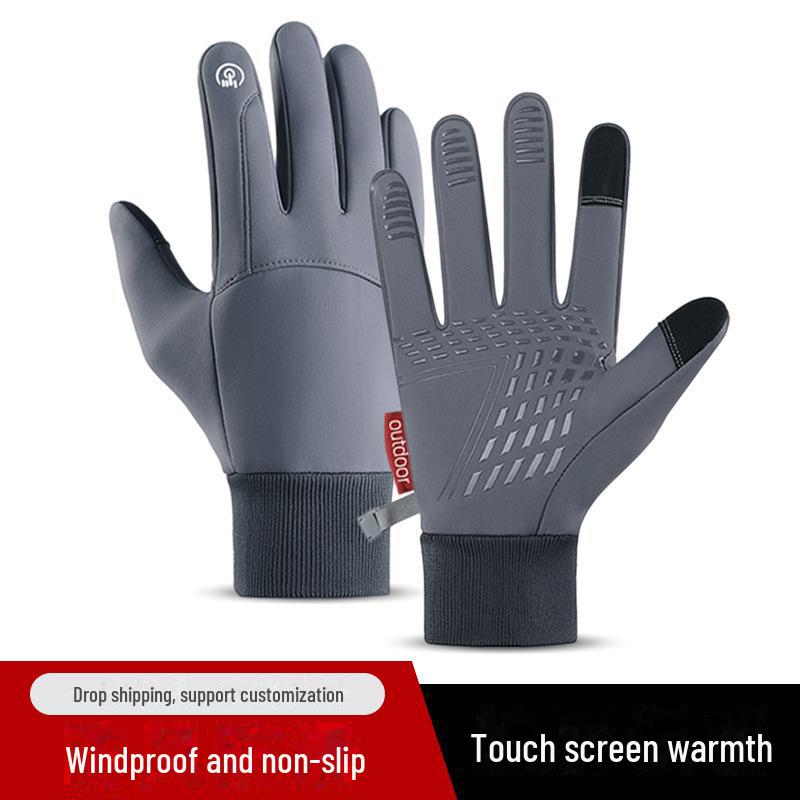 Touchscreen-Fahrradhandschuhe für den Winter für Herren – warm, winddicht, wasserdicht, mit Samtfutter, für draußen/kaltes Wetter.