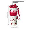 710ML Stainless Steel Cup Bow Cherry Flower Print Insulation Or Cooling High-capacity Cup With Lifting Rope Insulated Cup