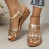 Fashion Women Summer Bohemia Rhinestones Casual Platform Sandals Female Peep Toe Outdoor Beach Shoes Sandalias De Mujer Verano 2025