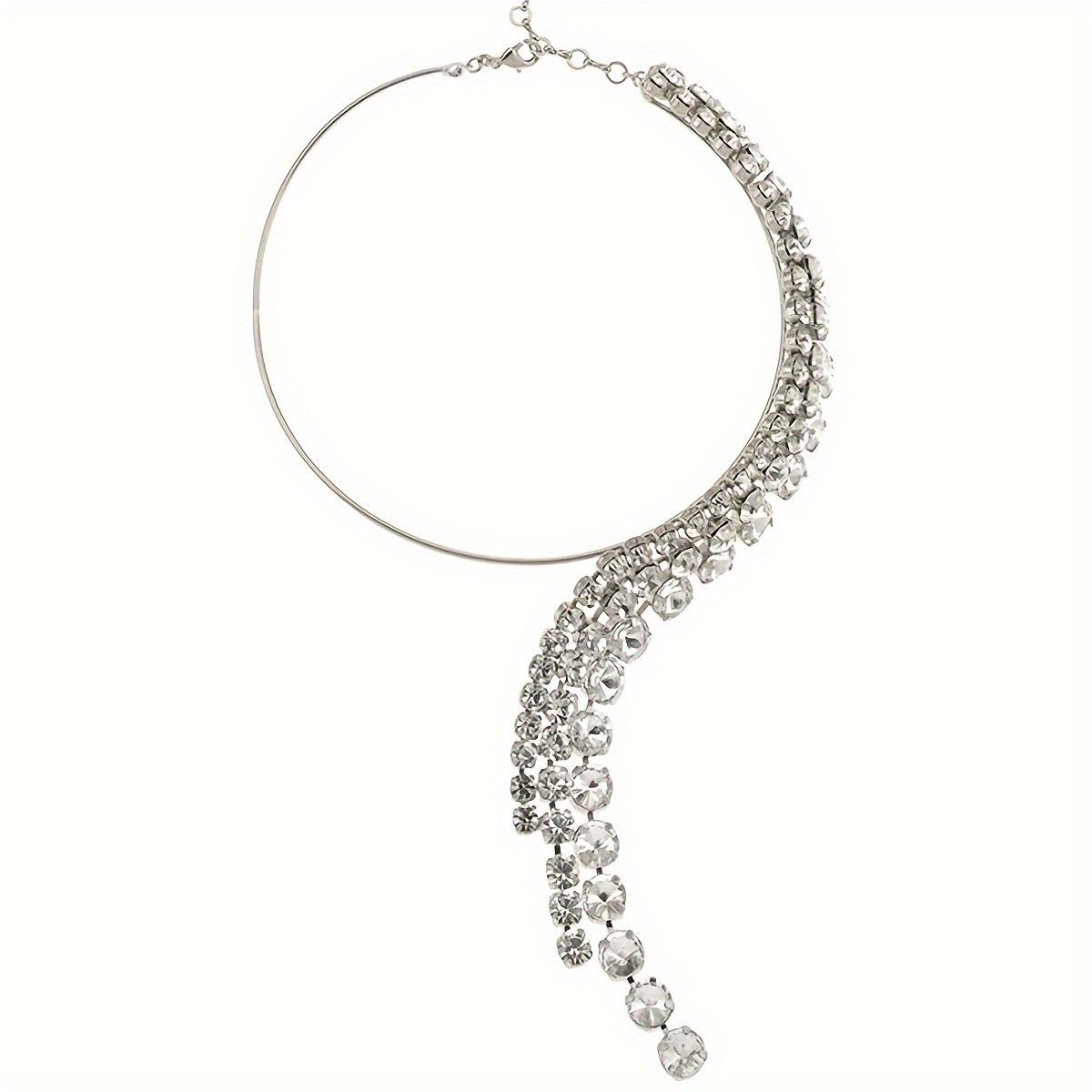 

Stylish And Elegant Multi-Layer Rhinestone Water Drop Pendant Necklace Women S European And American Party Super Flash Collarbone Chain Jewelry Access