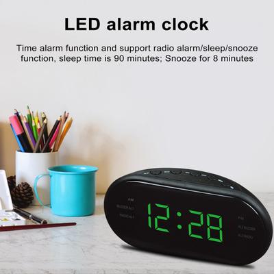 1 Takım Elektronik Çalar Saat Radyo Erteleme Fonksiyonu Ev Yatak Odası Ofis için LED Dijital Ekran Saati