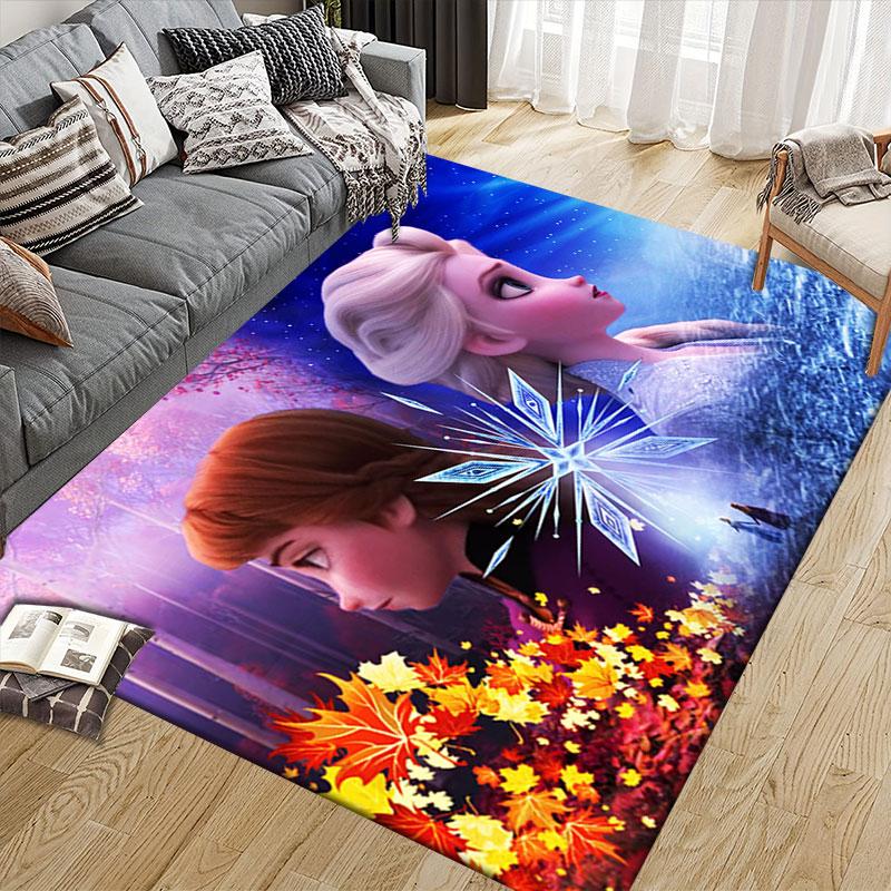 Elsa Queen cartoon pattern rug, Frozen theme, suitable for home, bedroom, bedside rug, and bathroom mat.