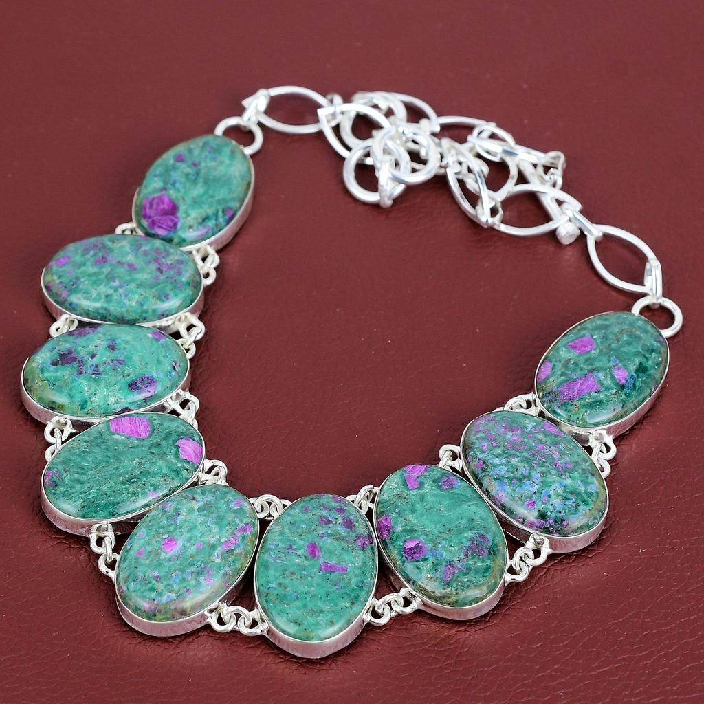 Rubin Fuchsit Halskette Edelstein Halskette erstaunlicher Schmuck 925 Sterling Silber Halskette verstellbare Kette handgefertigte Halskette Jubiläumsgeschenke