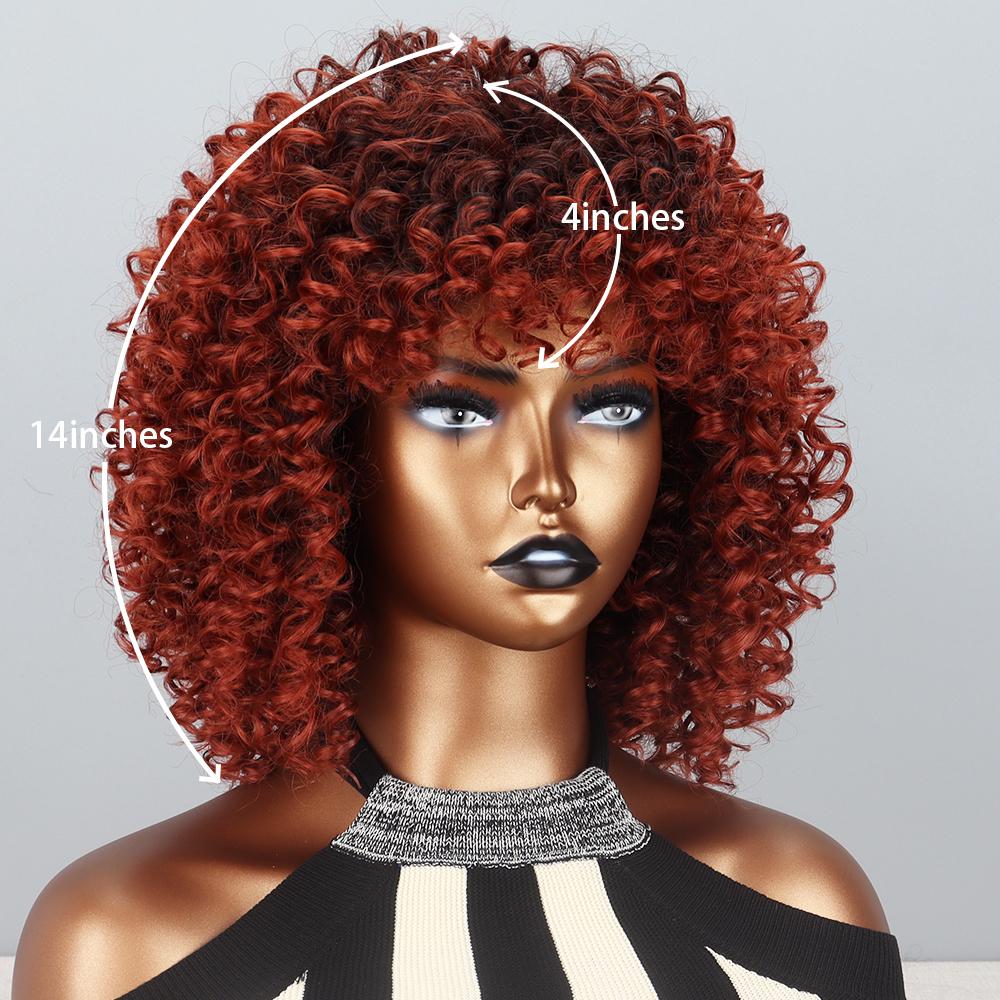 MISSQUEEN Afro Women Ombre Ginger Orange Kinky Curly Wig Synthetic Fiber Natural Cosplay Daily Wear Kinky Curly Wig