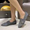 Fashion Women's Flats Shoes Black Velvet Office Lady Pumps Fashion Pointed-toe Belt-buckled Thin Shoes Large Size Loafers Casual Shoes
