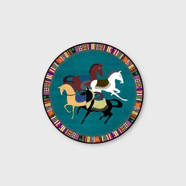 Disney Horse Ethnic Style Circular Floor Mat Living Room Sofa Bedroom Rug Light Luxury Anti Slip Carpet Home Decoration