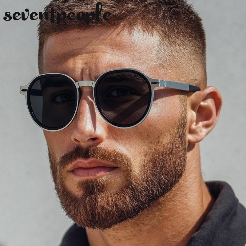 Vintage Round Polarized Sunglasses Men  Luxury Brand Classic Trendy Punk Driving Sun Glasses For Male Outdoor Shades UV400