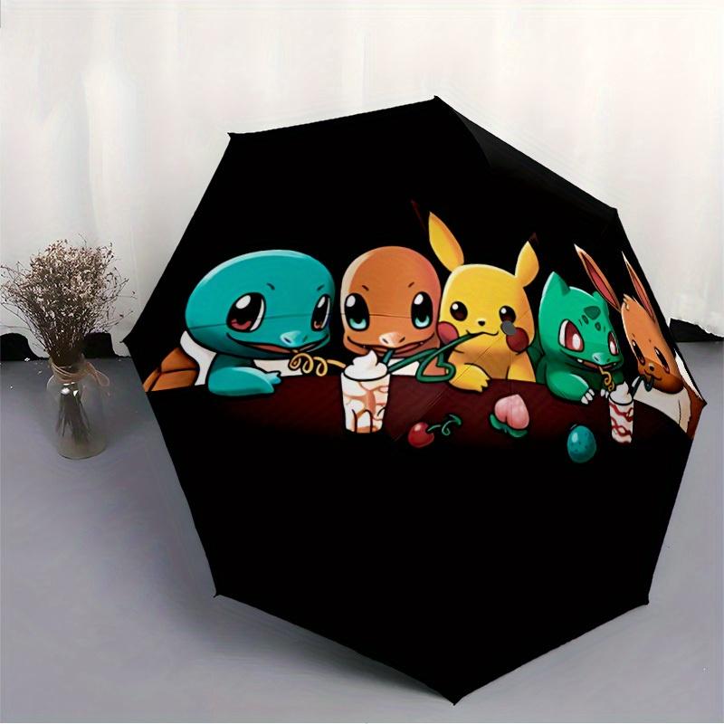 1 Stück Pokémon Freunde Automatischer Auf-/Zu Klappbarer Tragbarer Regenschirm mit 8-Rippen-Struktur für Damen/Herren, Ganzjahresgebrauch  a0901052