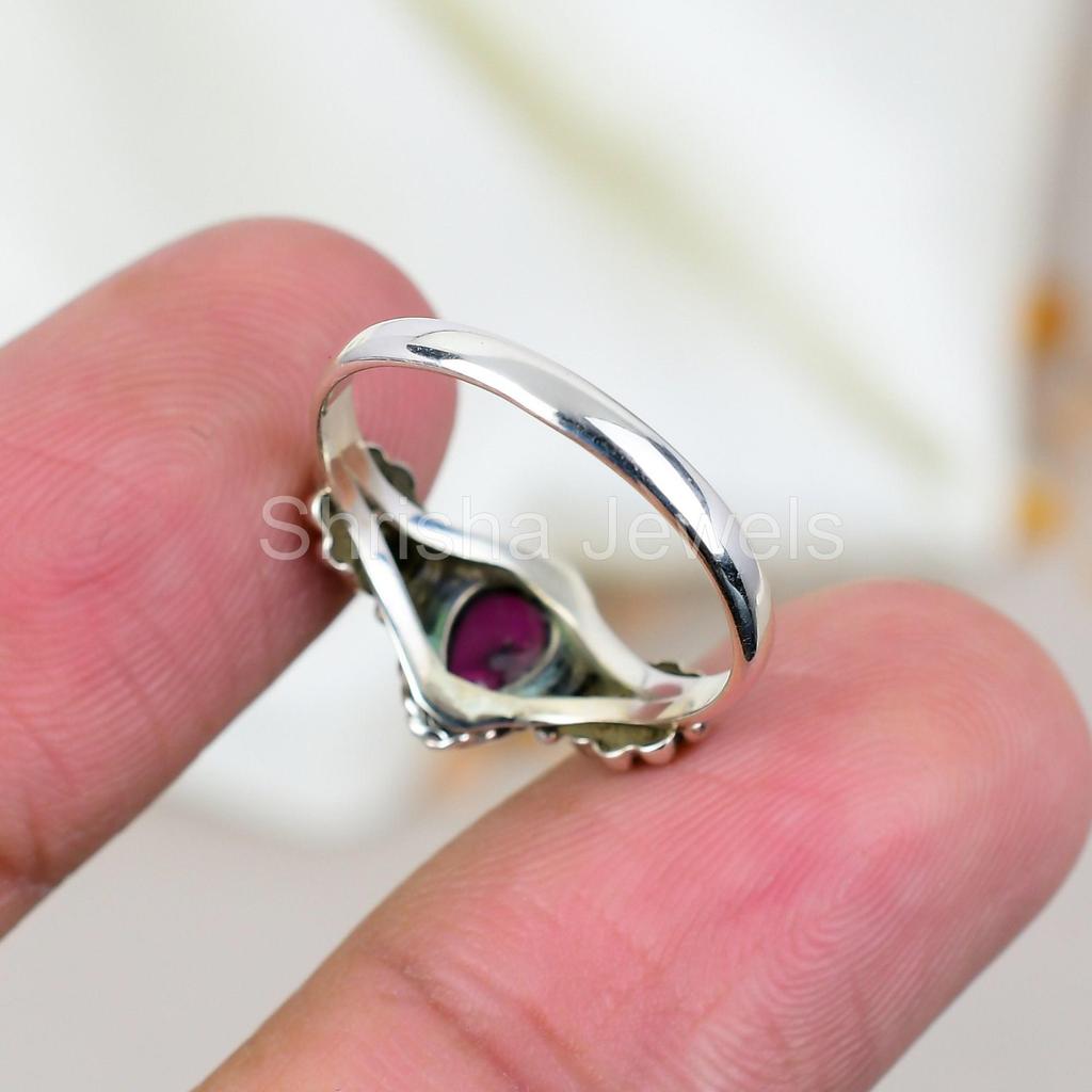 Granat Argint Sterling 925 Piatră Prețioasă în Formă de Pară Bijuterii Handmade Inel Pentru Femei