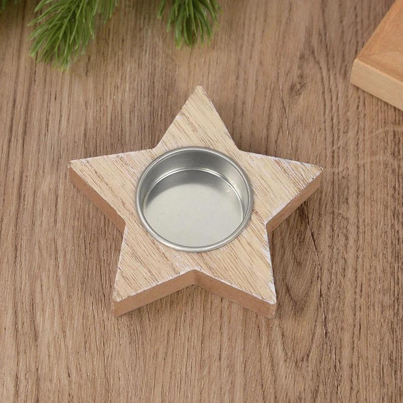 Christmas Wooden Candle Holder Snowflake Xmas Tree Candlestick 2025 Christmas Home Table Decorations Ornament New Year Gift