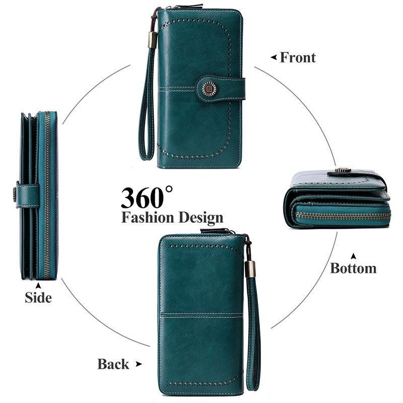 1Pc High Quality Women Wallet RFID Anti-theft Leather Wallets for Woman Long Zipper Large Ladies Clutch Bag Female Purse Card Holder