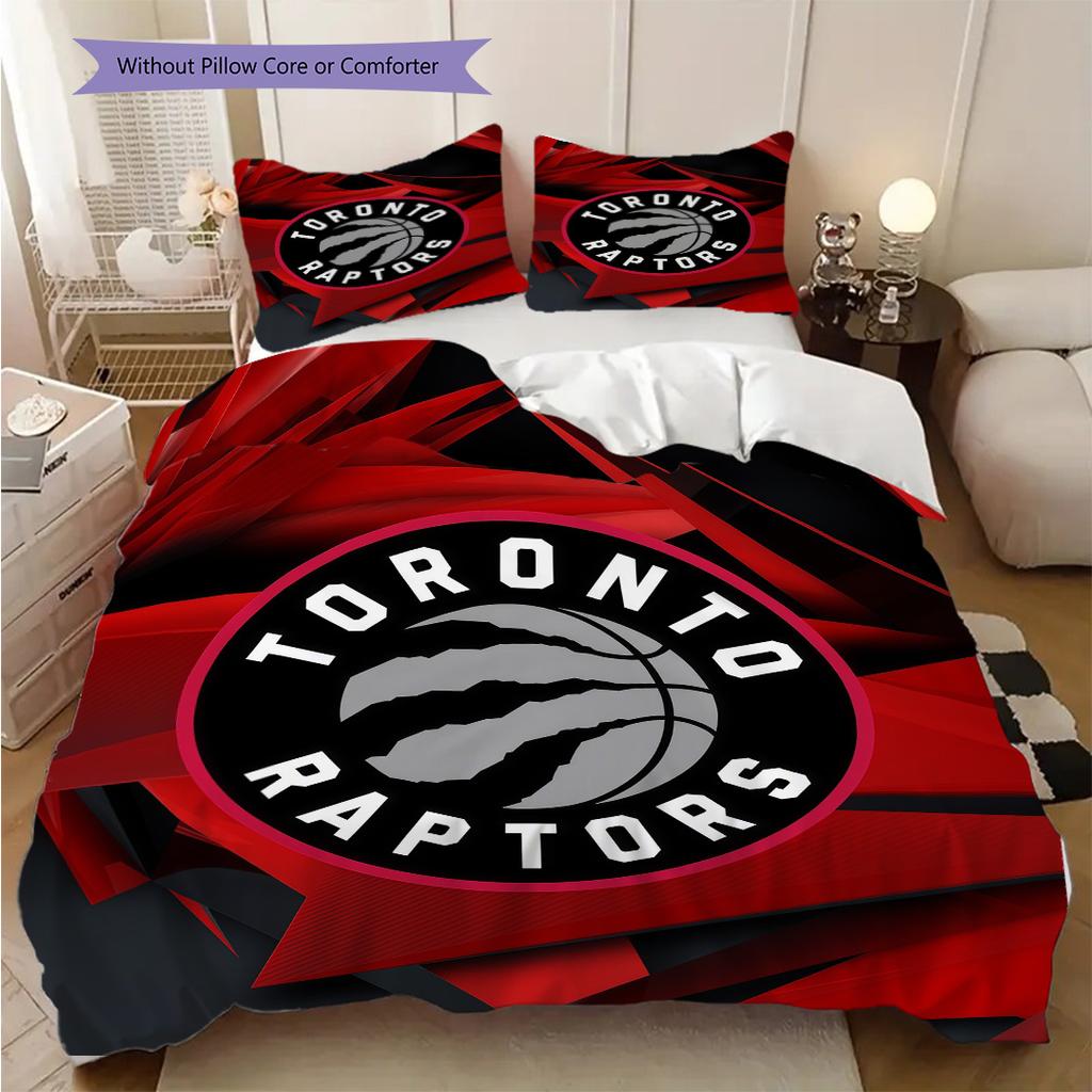 Toronto Raptors Bold Black Bedding(1 * Duvet Cover + 2 * Pillowcase, Without core)Bedding Set Soft and Comfortable Christmas Birthday Gift Bedding