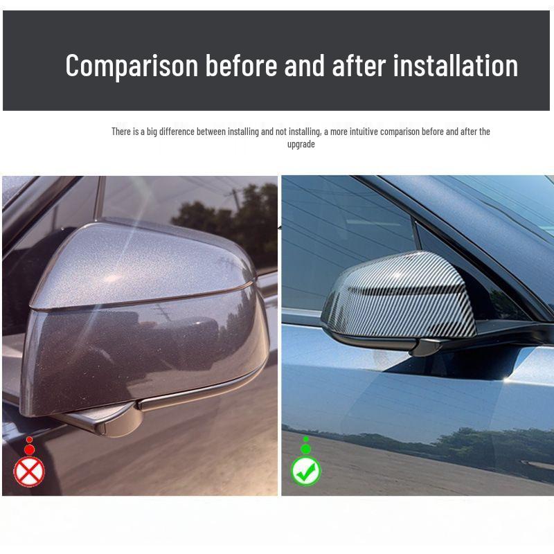 Carbon Fiber Protective Cover for 25-Year-Old Tesla Model Y Rearview Mirror Modification