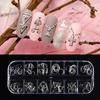 120Pieces 3D Nail Sticker Hollow Rivet Art Decoration DIY Geometric Metal Border Gold Round Square Design Accessories