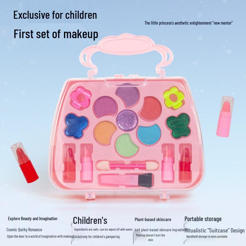 Children's Princess Makeup Toy Set: Washable Eyeshadow & Glitter