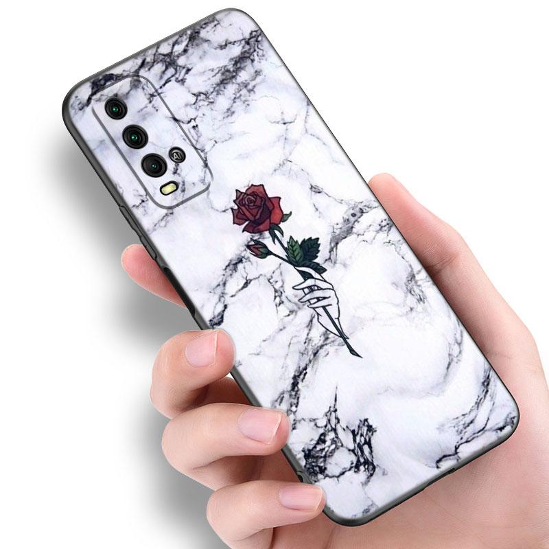 Black and White Marble Phone Case For Xiaomi Redmi Note 5 6 9T K20 K40 K50 Pro 7A 8A 9A 9C 9i 10A 10C A1 S2 Soft TPU Black Cover