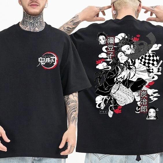 Demon Slayer Kamado Tanjirou Anime Manga T-Shirt Tee Costumes Polyester Unisex 4XL