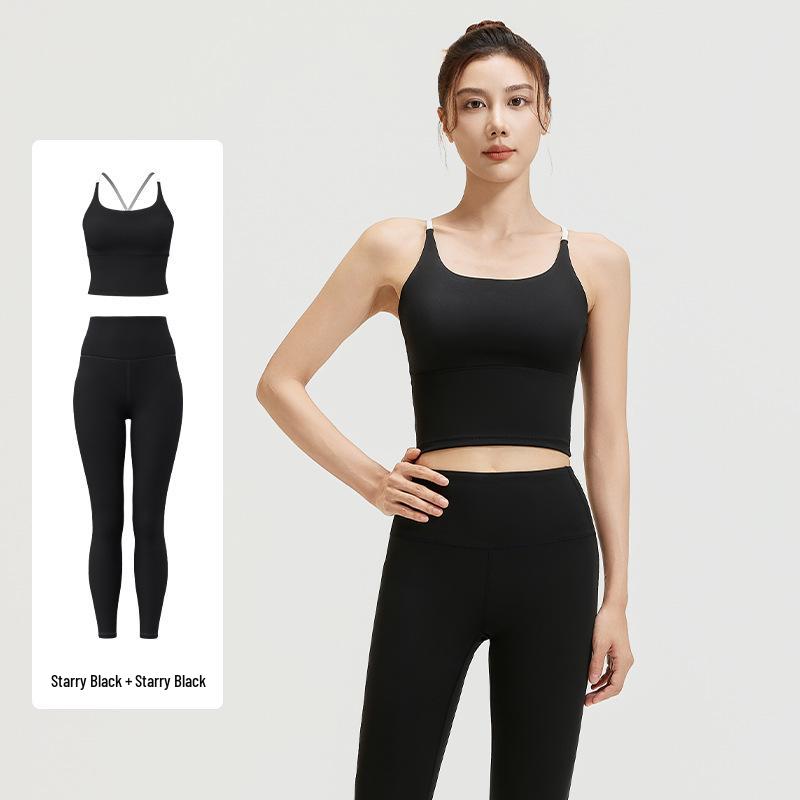 

Женский противоударный бесшовный костюм для йоги и спортивный жилет со стильным дизайном спины L