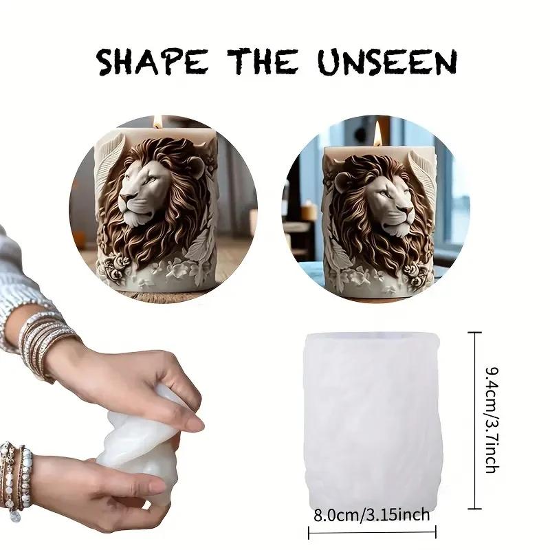 Top Quality 3D Lion Relief Candle Mold - Fine Lion Hair Replication High-Temperature Resistant Easy Unmold for DIY Aromatherapy