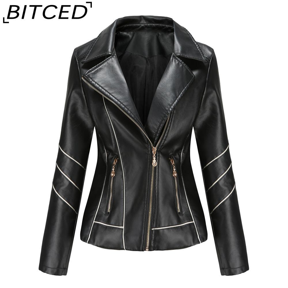

BITCED Women s Lightweight PU Short Jacket Spring/Autumn Biker Jacket XXXXL чёрный