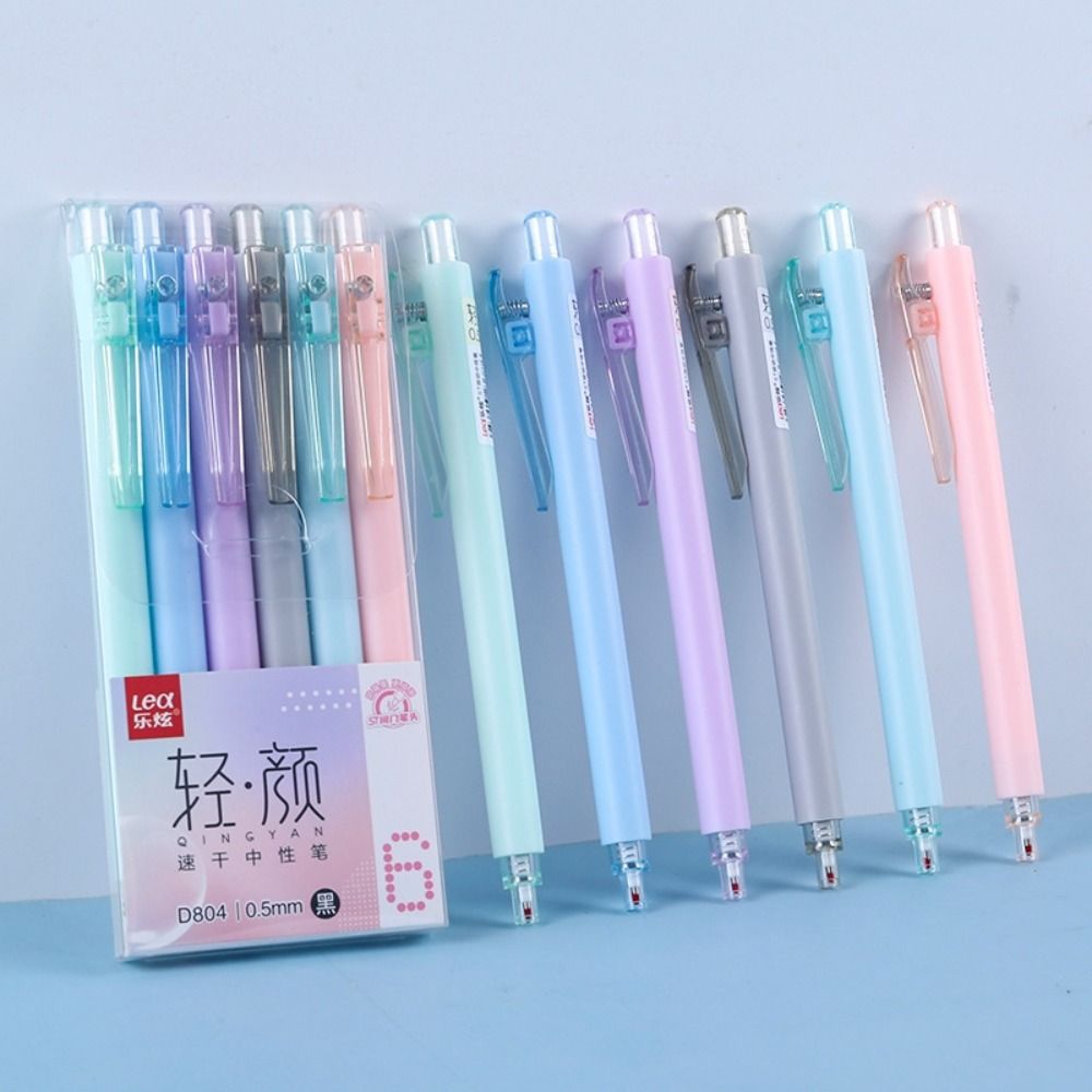 

6PCS 0.5mm Office Pens Black Ink 6 Different Color Barrel Pens Party Gel Ink Pens