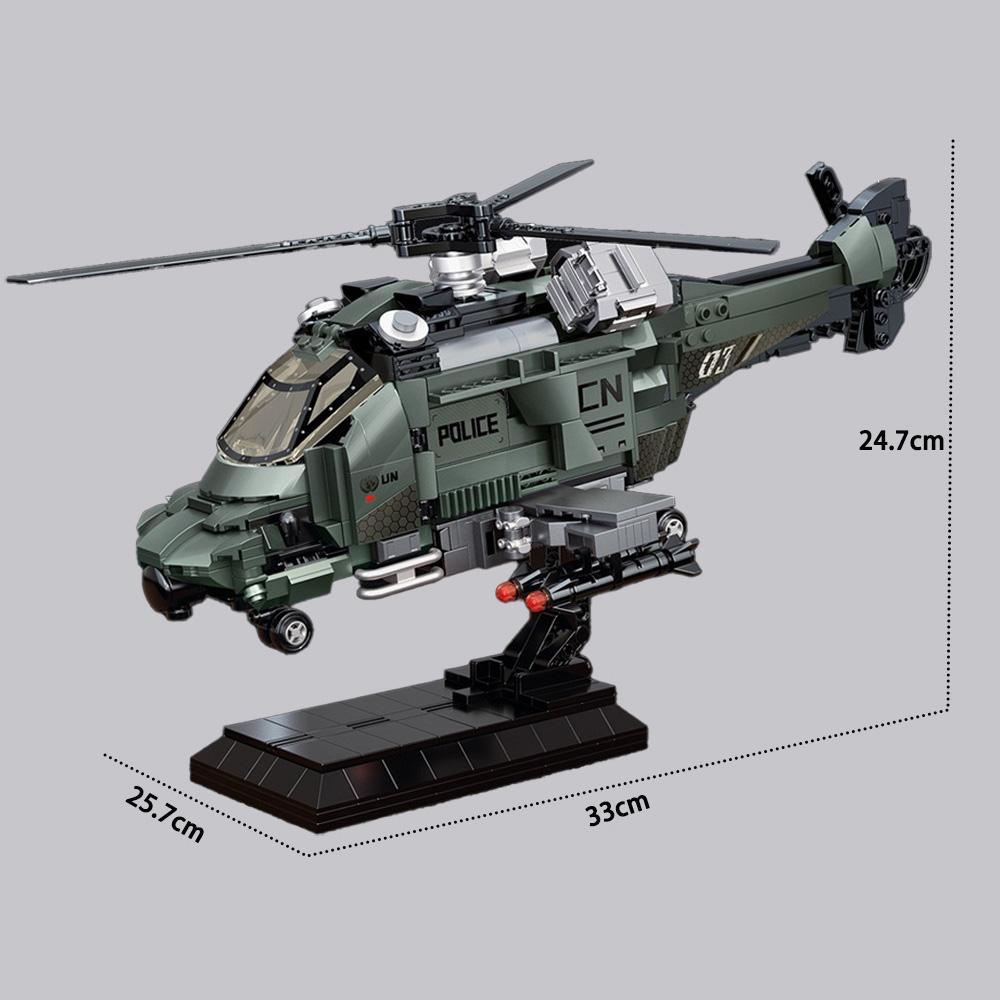 Miliary Top-Grade 832Pcs Top-Grade Attack Premium-Quality Rotary-Wing-Aircrafts Put Together Yourself Building-Set-Kit Top-Grade Building-Set