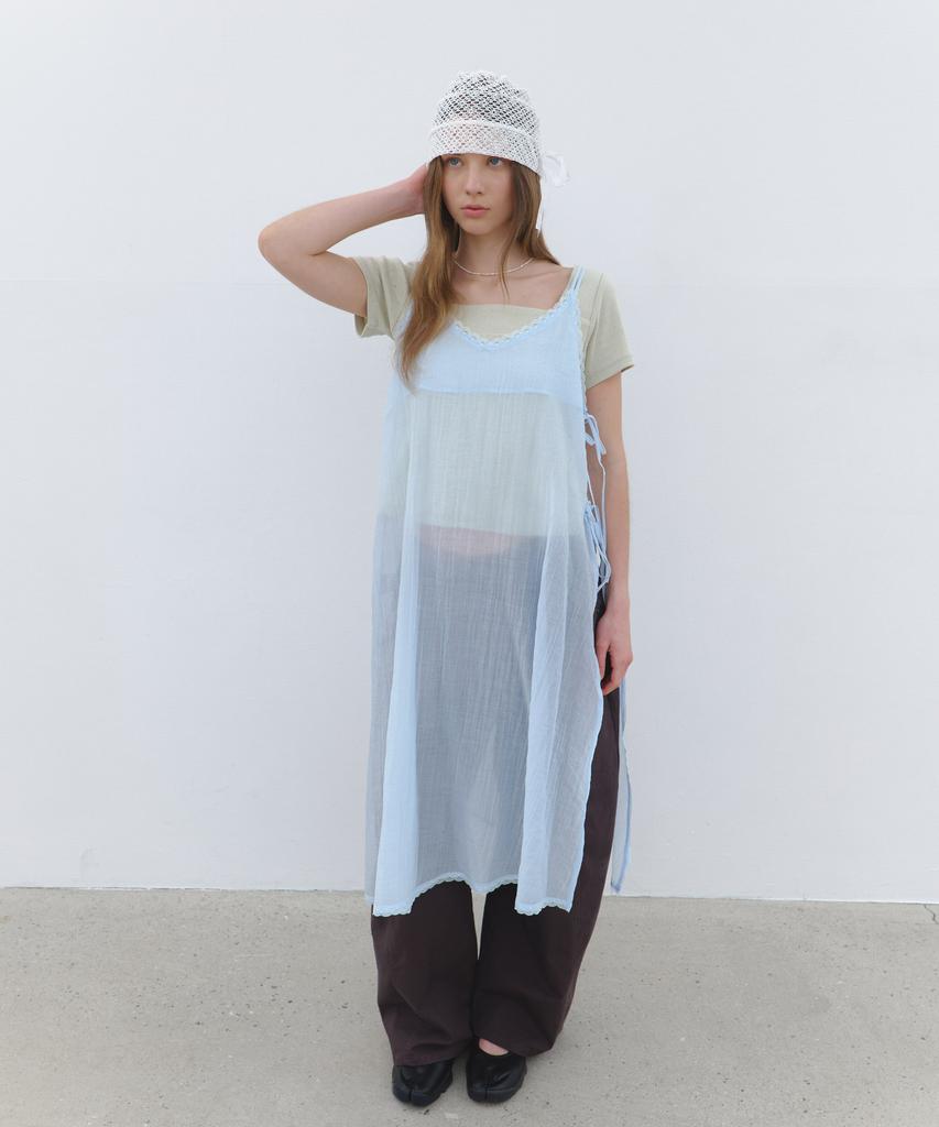 Cluny Sheer Layered Beach Slip Dress - Charcoal