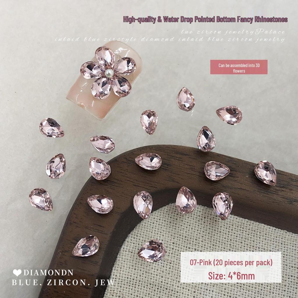 Peony Rhinestone Nail Art: Sparkling Crystal Five-Petal Flower Press-On Decorations