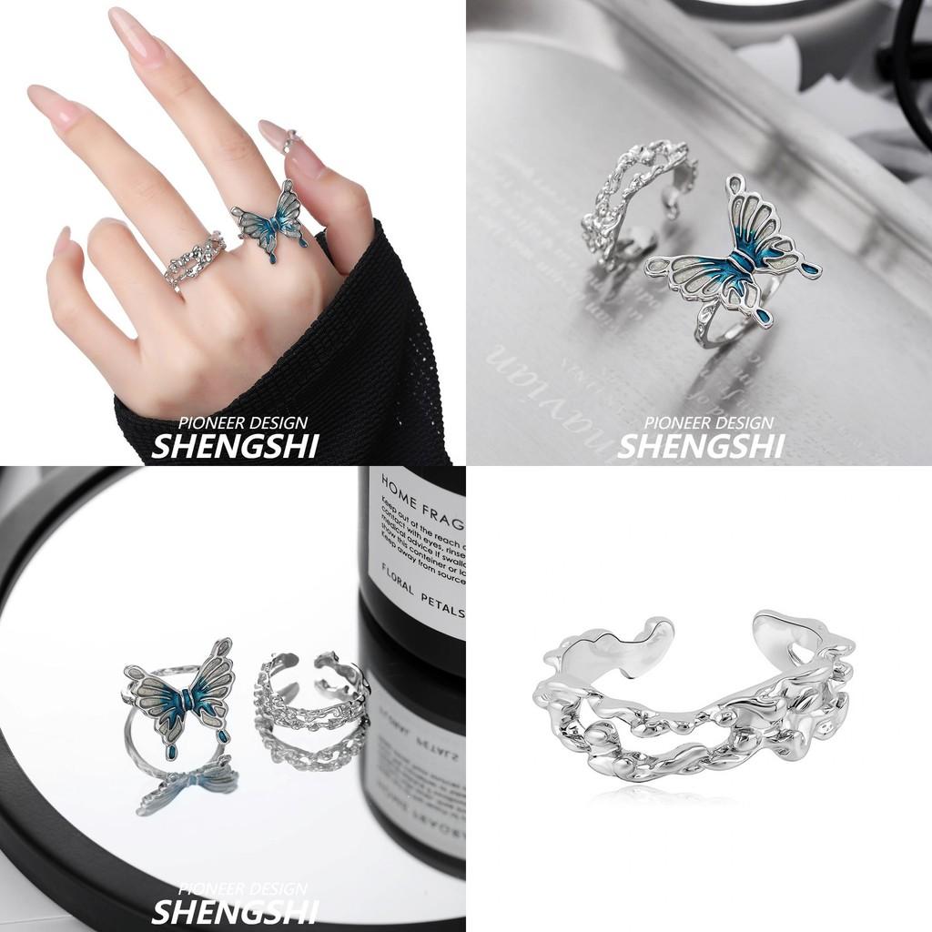 Elegant Blue Butterfly Themed Ring For Women Unique Small Batch Design With Adjustable Size