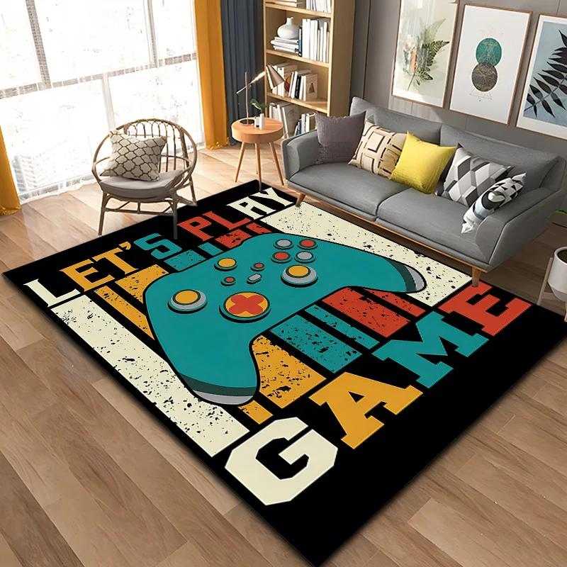 3D 80er Jahre Gamer Controller Bereichsteppich Groß, Teppich für Wohnzimmer Schlafzimmer Küchendekoration, Teppiche für Schlafzimmermatte Zuhause