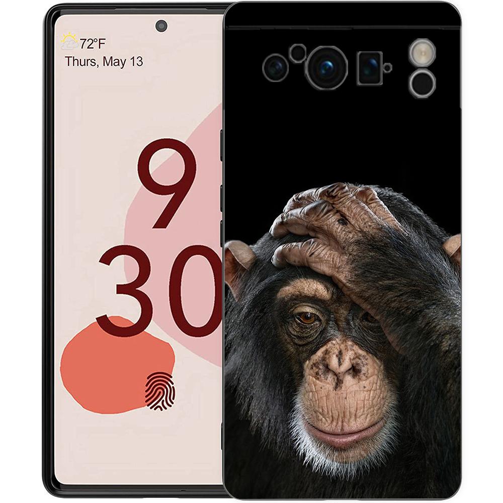 

Cute Funny Monkey Phone Case For Google Pixel 10 9 8 7 Pro 9A 8A 7A 6A 6 Pro XL Soft TPU Bumper Black Cover Pixel 6