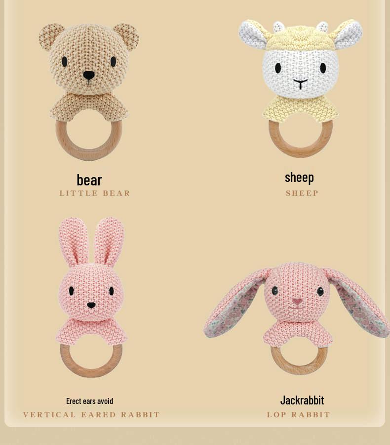 Knitted Cross-Stitch Plush Animal Doll - Cute Rabbit & Bear Companion