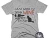 Funny Wine and Cat Lover Shirt, Wine Tasting Gift