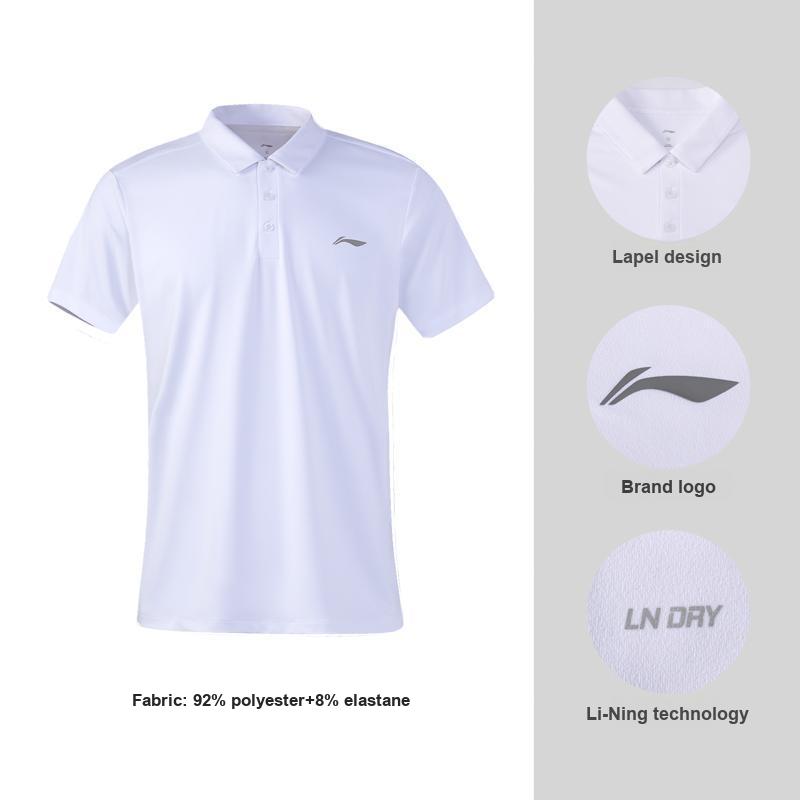 Li-Ning Vielseitig Einfach Mode Einfarbig Pullover Kurzarm Poloshirt Herren Oberteile Weiß APLW517-1