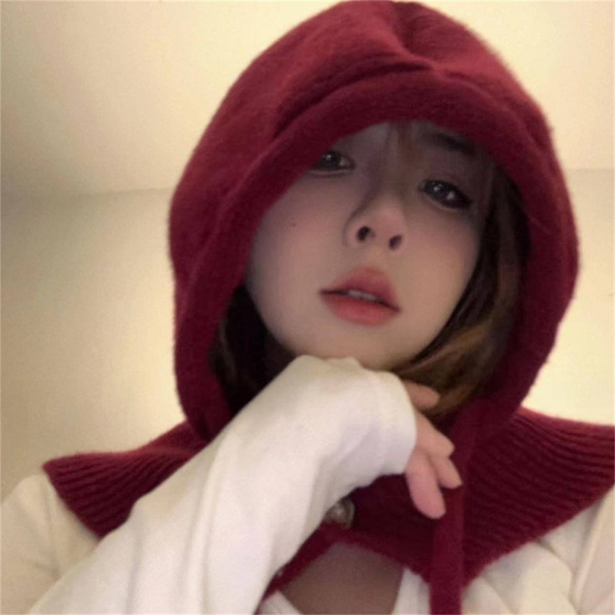 

Adult Windproof Balaclava Hat Removable Women s Hood Adjustable Size Warm Cycling Hat Girls Winter Candy Color Knit Pullover Hat Unisex size