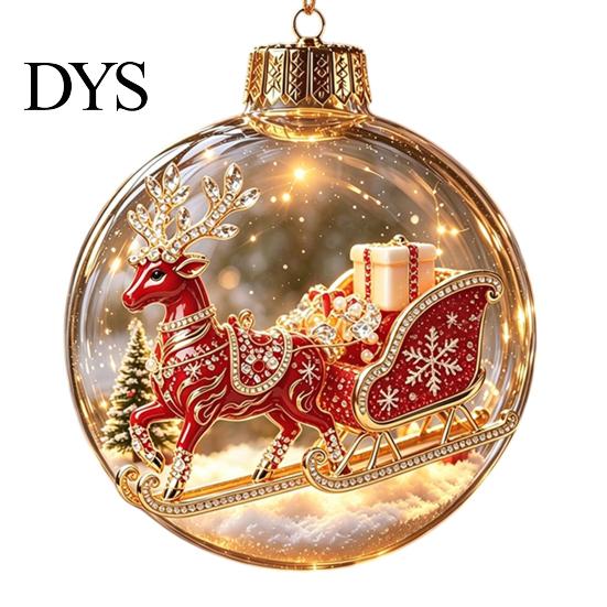 Festive Party Decorations Glowing Christmas Story Ornament, Light?Up Mini Holiday Scene Hanging Ball with Warm Gift Embellishments LED Light, Clear