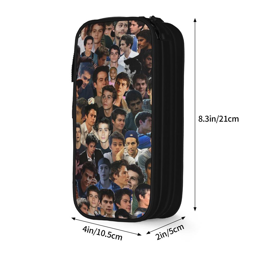 Large Capacity Pencil Pouch Dylan Obrien Actor Office Supplies Double Layer Pencil Case Stationery Women Makeup Bag Amazing Gift
