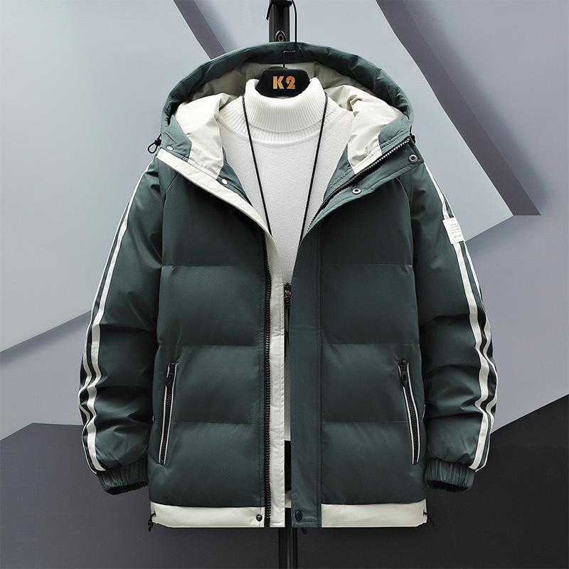 Zimní trend Dvoudílná bunda s kapucí a hřejivou bavlněnou výplní Pánská bunda Módní Všestranné Ležérní Bavlnou vycpané oblečení