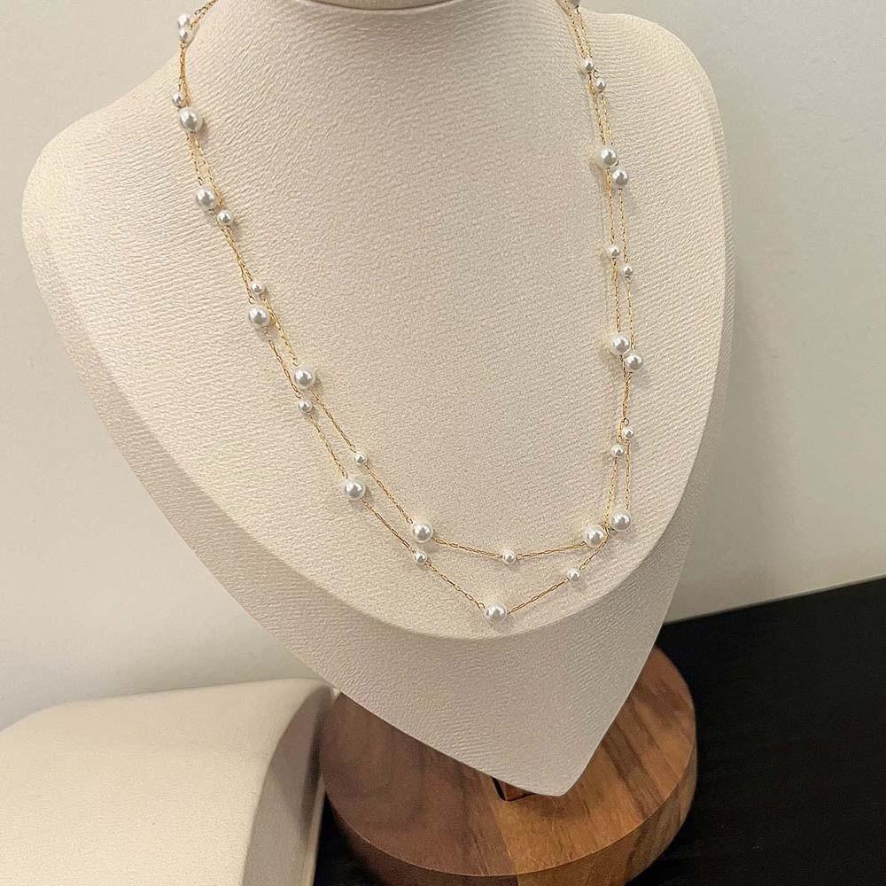 Luxury Beaded Choker Necklace Exquisite Neck Pendant Elegant Stacked Pearls Necklace  Birthday Gift