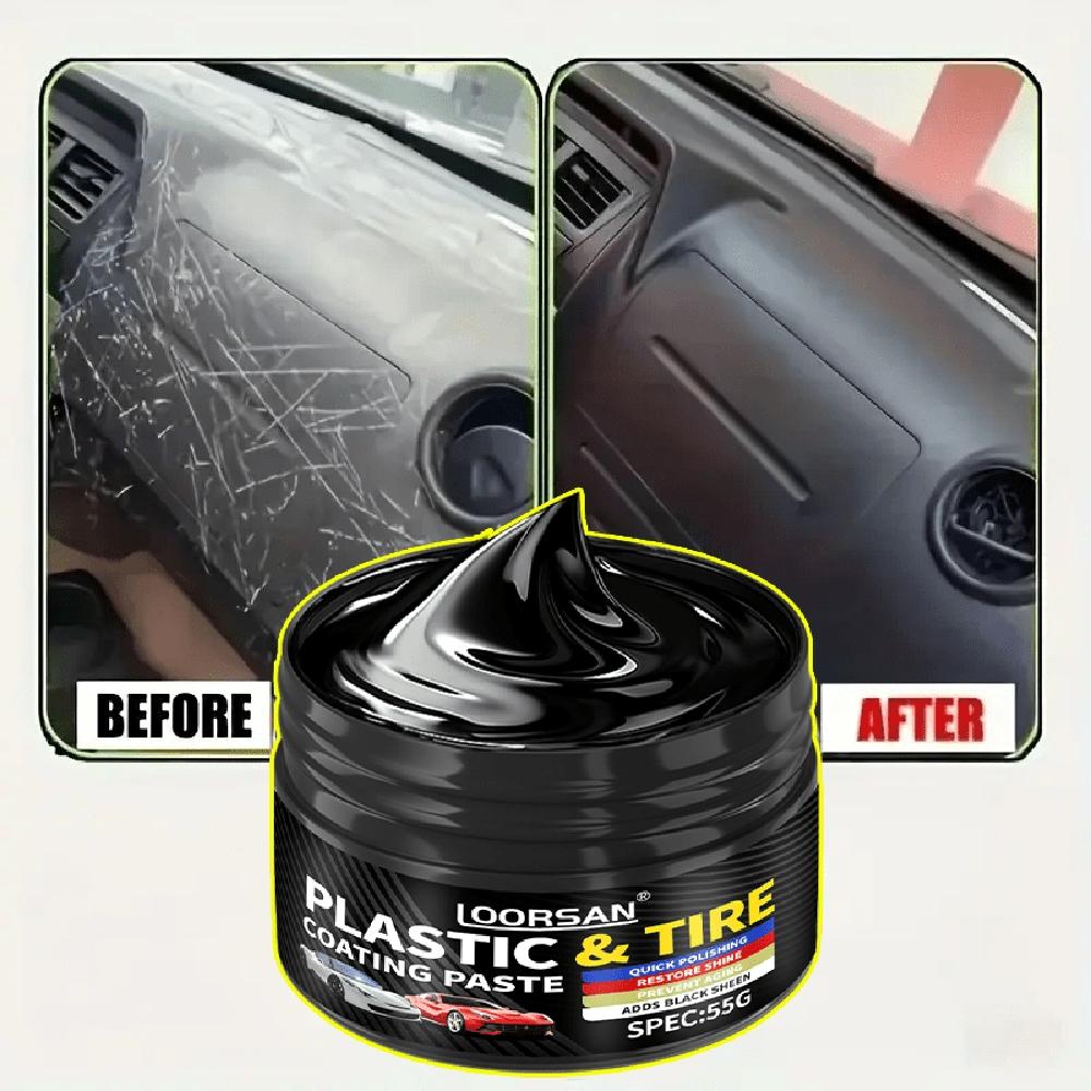All-in-One Plastic & Tire Coating Wax - Scratch Repair & Gloss Restorer for Cars, Motorcycles, Boats, Furniture - Heavy-Duty 2-3