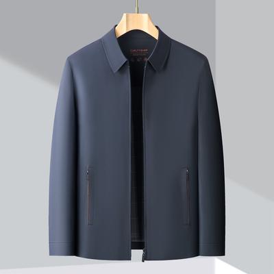 Lapel Men's Jacket Men's Solid Color Middle-aged Dad's Business Casual Jacket