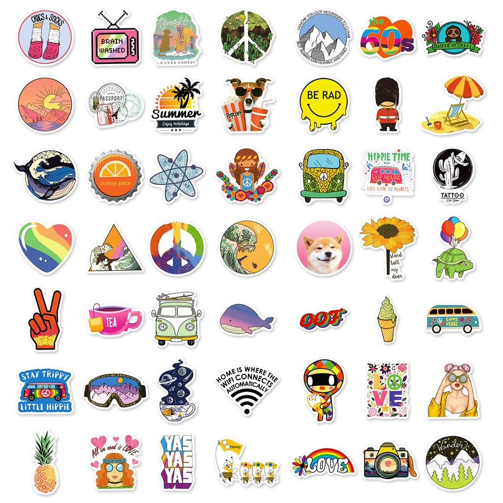 100 Non-Repeating Small Fresh Mix And Match Graffiti Stickers Notebook Water Cup Mobile Phone Computer Diy Material Stickers