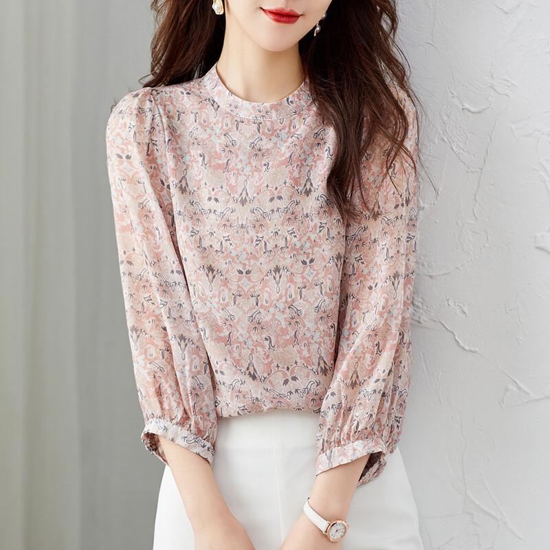 

Srcr Women s Floral Mulberry Silk 3/4 Sleeve T-shirt XL