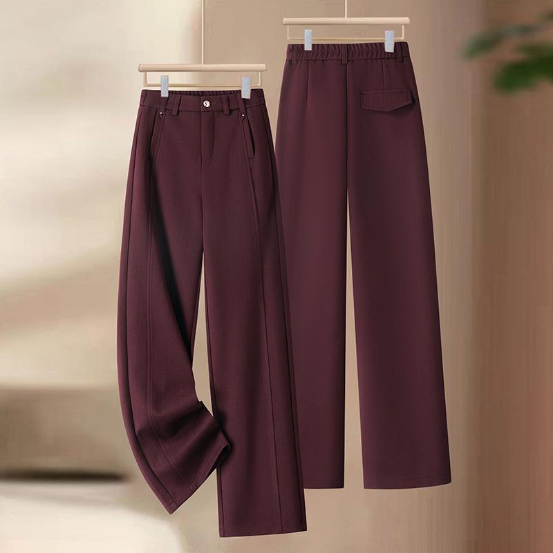 

Женские шерстяные брюки с высокой талией - Осень/Зима 2024: Эластичные, Прямые, Узкие и Широкие варианты штанин L [Waist 105-115]