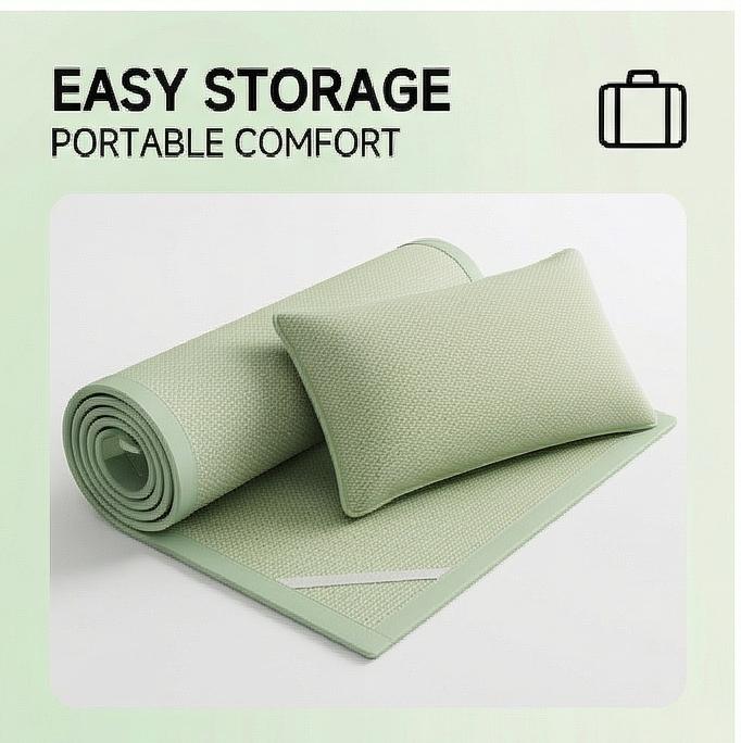 Summer Cooling Ice Vine Bed Mat, Foldable Soft Fabric, for Bedroom, Single Bed, with Pillowcases