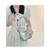 Textured Silver Bag Women's Single Shoulder Messenger Bag High-grade Pleated Underarm Crescent Bag