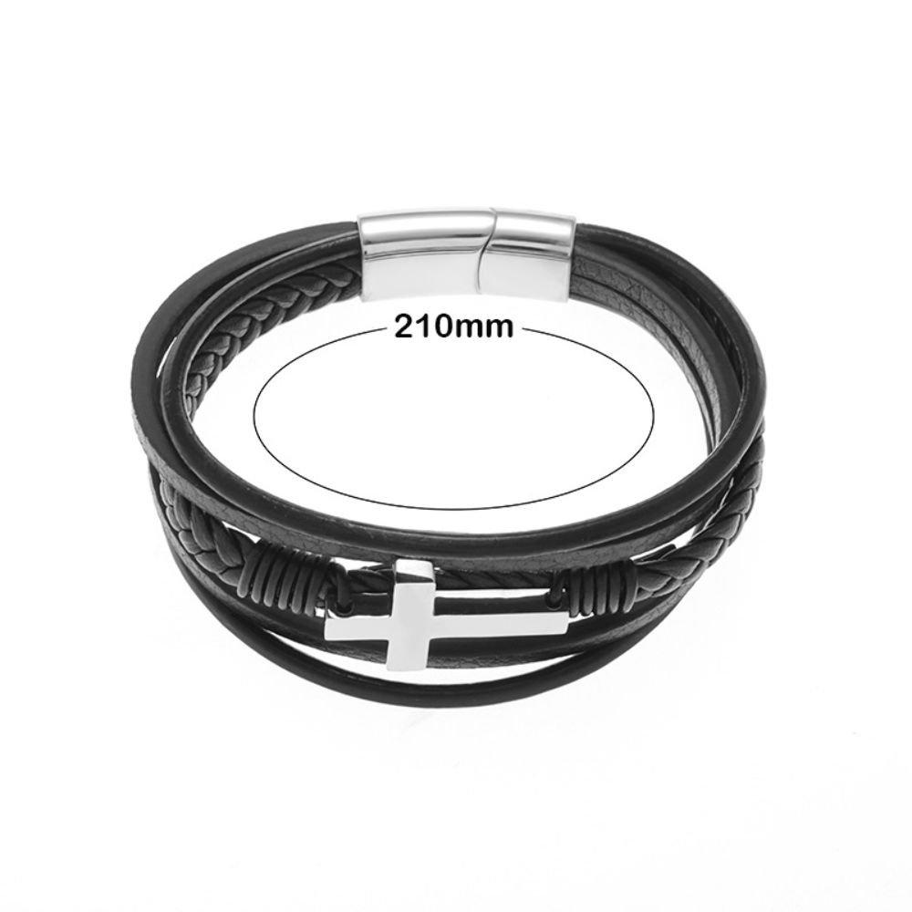 Pulseira Cruz de Aço Inoxidável Multicamadas Pulseira Masculina Pulseira Clássica