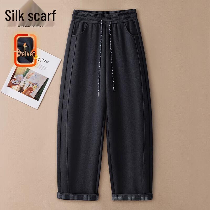 

Women s Elastic Waist Loose Wide-Leg Casual Pants S