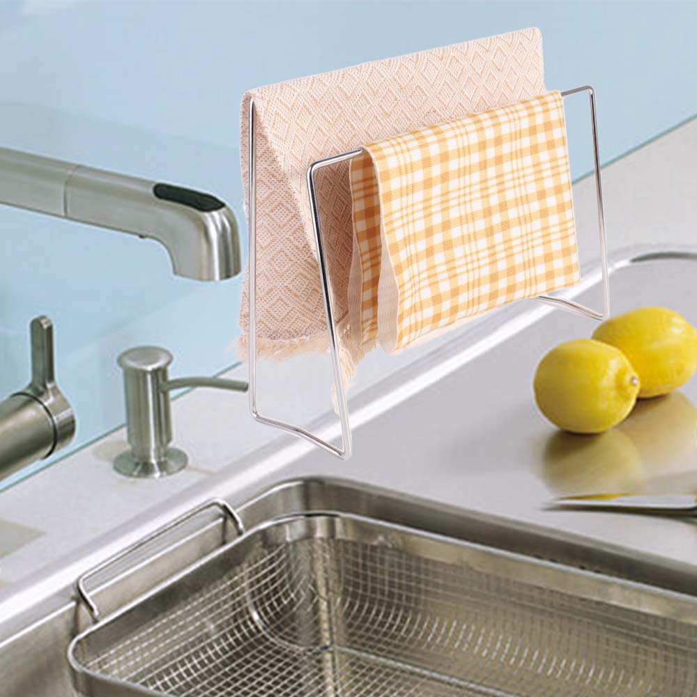 Vertical Dish Rag Storage Rack 2 Layer Hand Towel Drain Stand Dishcloth Drying Rack  Bathroom